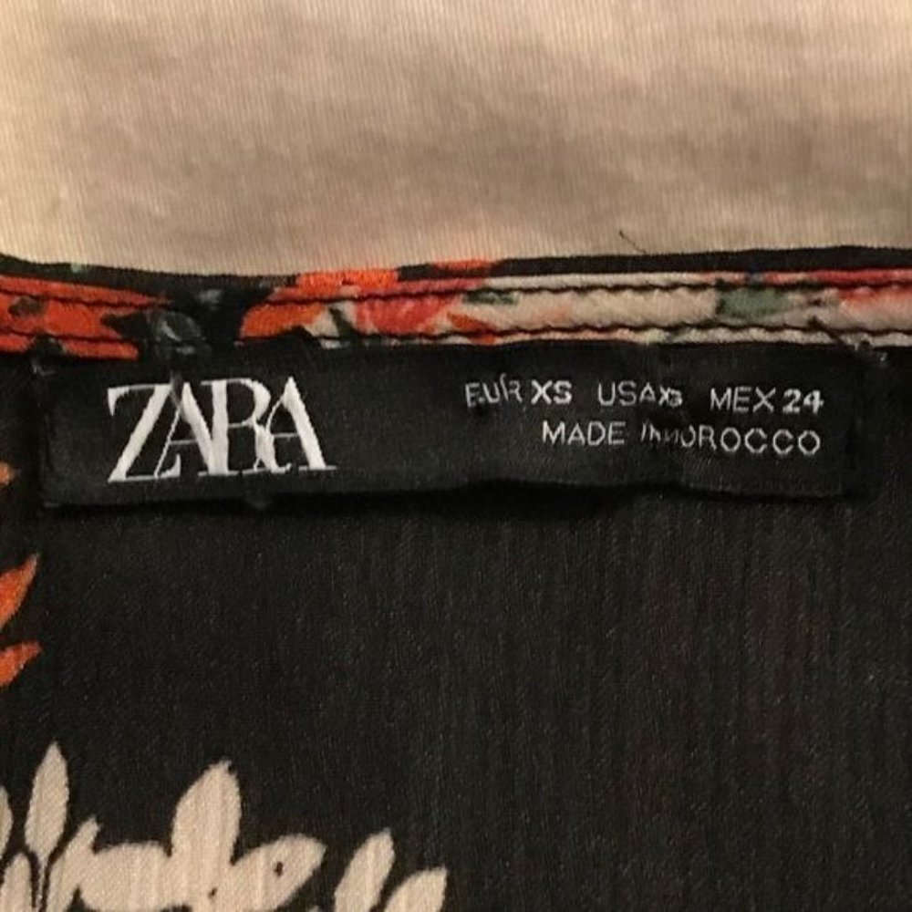 Zara XS floral dress black white - Picture 6 of 8